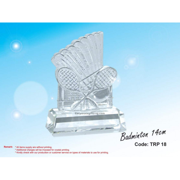 TRP 18 Badminton 14cm Crystal Trophy